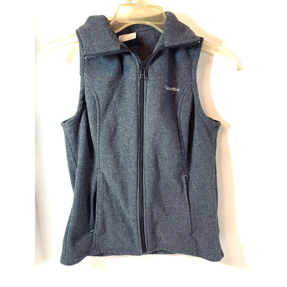 Columbia Vest Jacket Gray Size Small Full Zip Embroidered Zipper Pockets